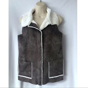 Naked Zebra Faux Suede & Fur Brown Vest Med